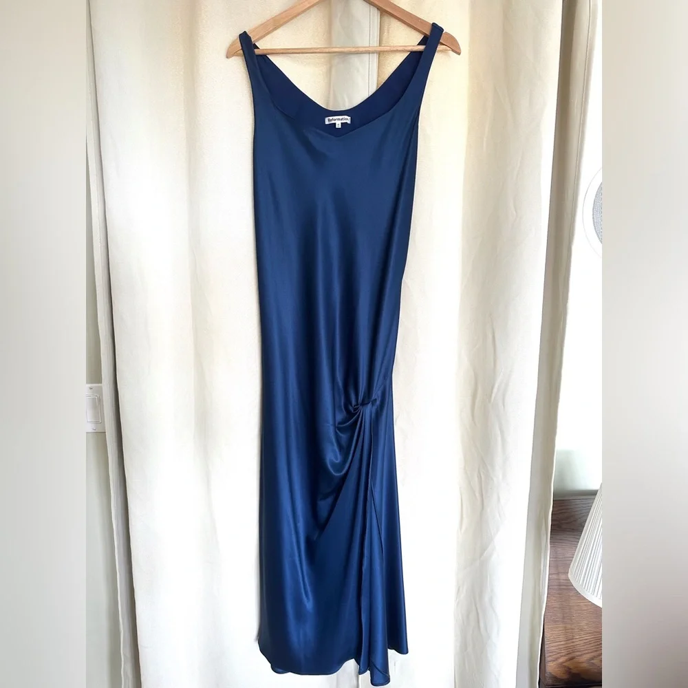 Reformation Deep Blue V-Neck Dress - Picture 4 of 5
